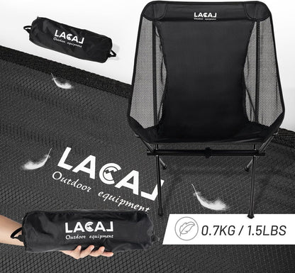 Ultra-Light Folding Camping Chair, All-Aluminum Frame, Surper Breathable Fabric, Easy to Carry, Compact Storage Size (1, Black)