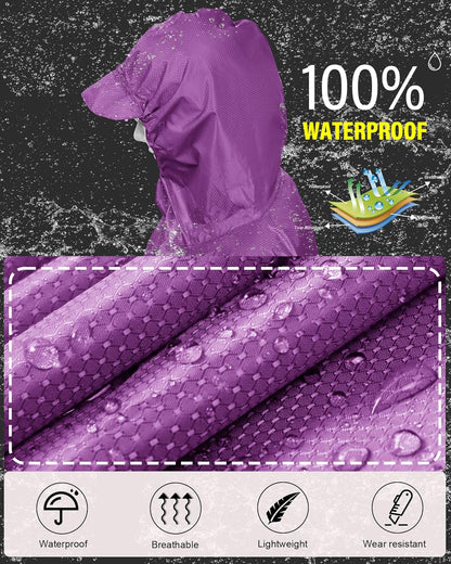 iCreek Hooded Rain Poncho with Pocket Waterproof Lightweight Unisex Raincoat Jacket for Hiking, Camping, Outdoor