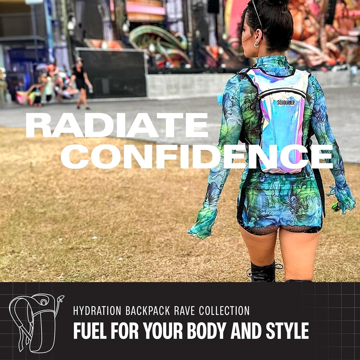 Sojourner Rave Hydration Pack - Hydration Backpack - Hydropack with 2L Bladder - Water Backpack for Festivals, Hiking, Running, Biking and More
