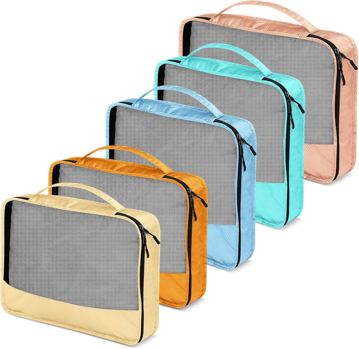 5 Pcs Packing Cubes for Suitcase Large Travel Cubes Carry on Luggage Organizer Bags for Clothes Accessories(Mixed,Pastel)