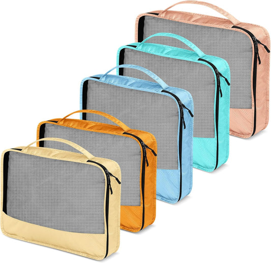 5 Pcs Packing Cubes for Suitcase Large Travel Cubes Carry on Luggage Organizer Bags for Clothes Accessories(Mixed,Pastel)
