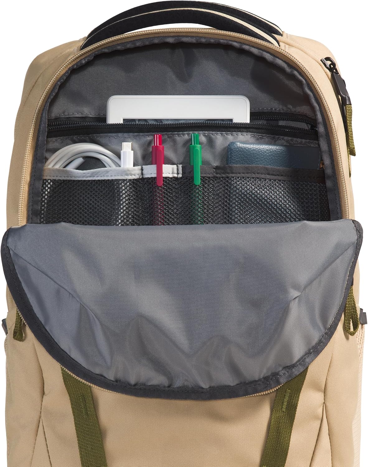 THE NORTH FACE Vault Everyday Laptop Backpack | Commuter Travel Bag with Water-Repellent Finish, Spacious Main Compartment, Khaki Stone/TNF Black, One Size