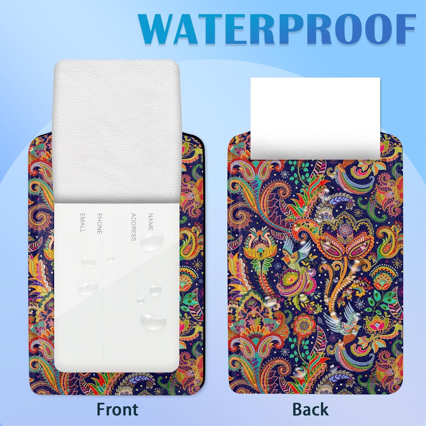 Boho Colorful Paisley 2 Pack Luggage Tag for Suitcase, Cute Unique Leather Bag Tags Identifiers Privacy Cover ID Label with Durable Steel Loop for Women Men Kids Girls Travel