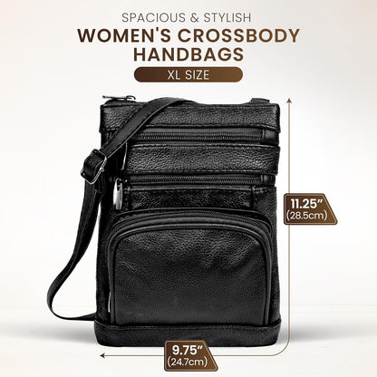Krediz leather Crossbody Purses for Women, Multi Pocket Crossbody Purse with Adjustable Strap, Soft & Durable Leather Purse