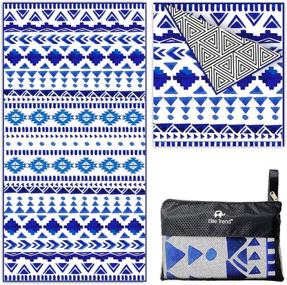 Elite Trend Quick Dry Towel Extra Large 78x35 Inch - Microfiber Beach Towel - Perfect for Beach, Travel, Swimming, Pool, Yoga, Hiking, Camping - Lightweight, Fast Drying, Compact for Adults (Aztech)