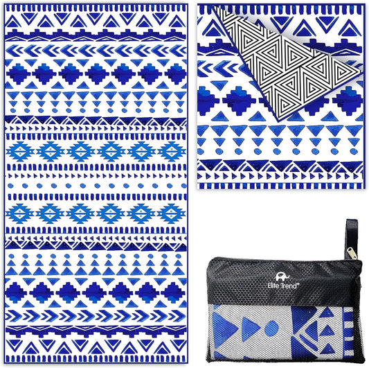 Elite Trend Quick Dry Towel Extra Large 78x35 Inch - Microfiber Beach Towel - Perfect for Beach, Travel, Swimming, Pool, Yoga, Hiking, Camping - Lightweight, Fast Drying, Compact for Adults (Aztech)