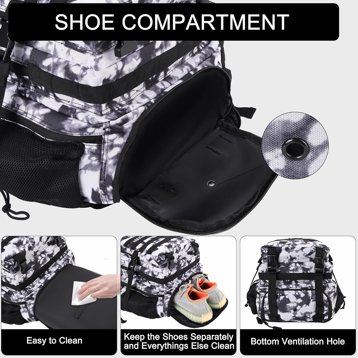 LHI Military Tactical Backpack for Men and Women 45L Army 3 Days Assault Pack Bag Large Rucksack with Shoe Compartment - Blue