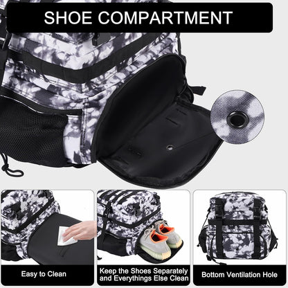 LHI Military Tactical Backpack for Men and Women 45L Army 3 Days Assault Pack Bag Large Rucksack with Shoe Compartment - Blue