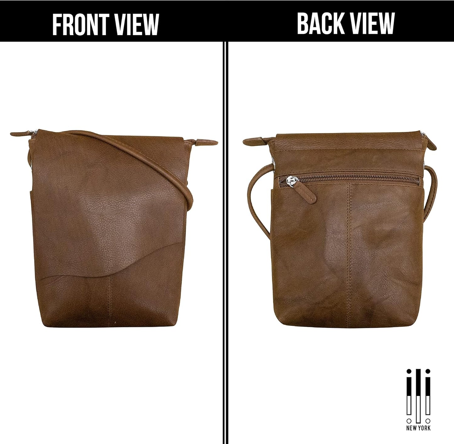 ili New York Leather Mini Sac Crossbody - Genuine Leather Crossbody Bags for Women with RFID Blocking, Adjustable Strap