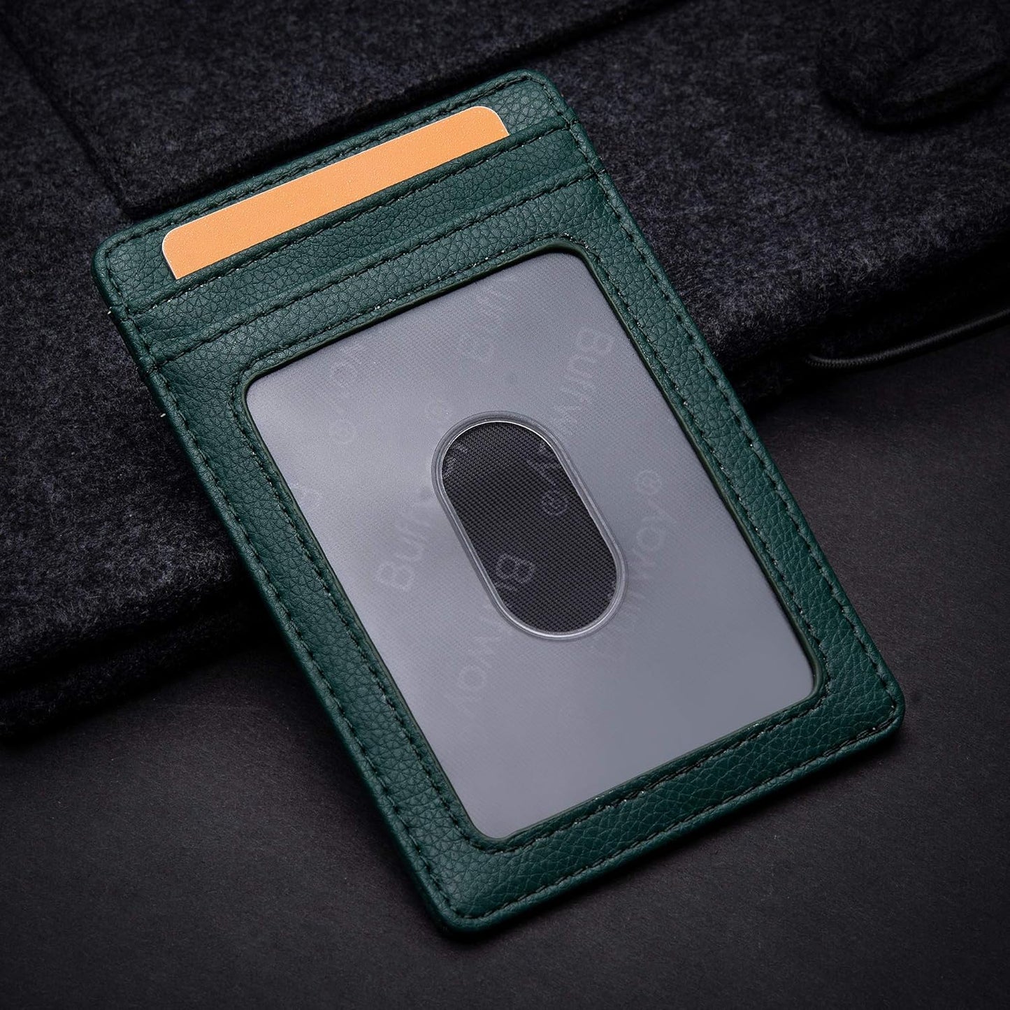 Buffway Mens Slim Wallet, Minimalist Thin Front Pocket Leather Credit Card Holder with RFID Blocking for Work Travel