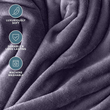 Bare Home Fleece Blanket - Throw/Travel - Ultra-Soft Lightweight for Bed, Sofa, and Couch - Luxury Microplush - Cozy Warm Blanket (Throw/Travel, Dusty Purple)