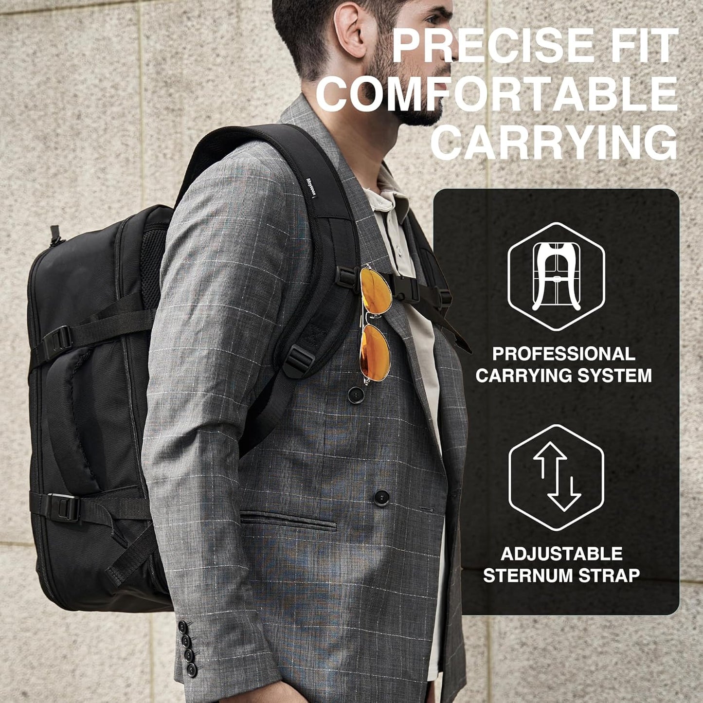 TSA-Friendly Travel Backpack with Laptop Compartment, 30L Carry-On Backpack for Men & Women, 180° Lay-Flat Design, Waterproof & Durable 1000D Oxford, Fits 15.6" Laptop