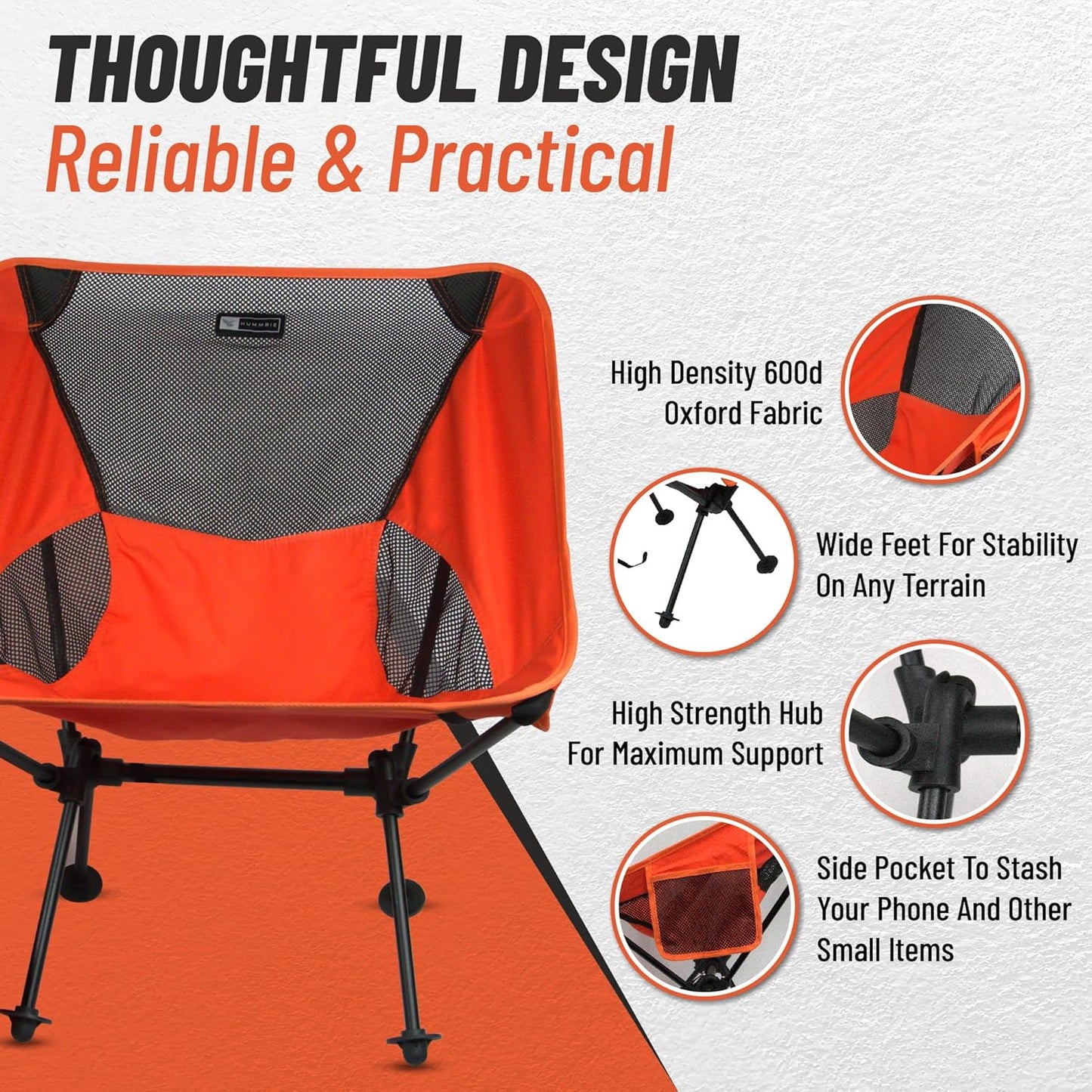 Portable Camping Chair - Light Weight Folding Chair with Compact Design for Camping, Backpacking, Hiking, Fishing, Beach or Any Other Outdoor Adventures