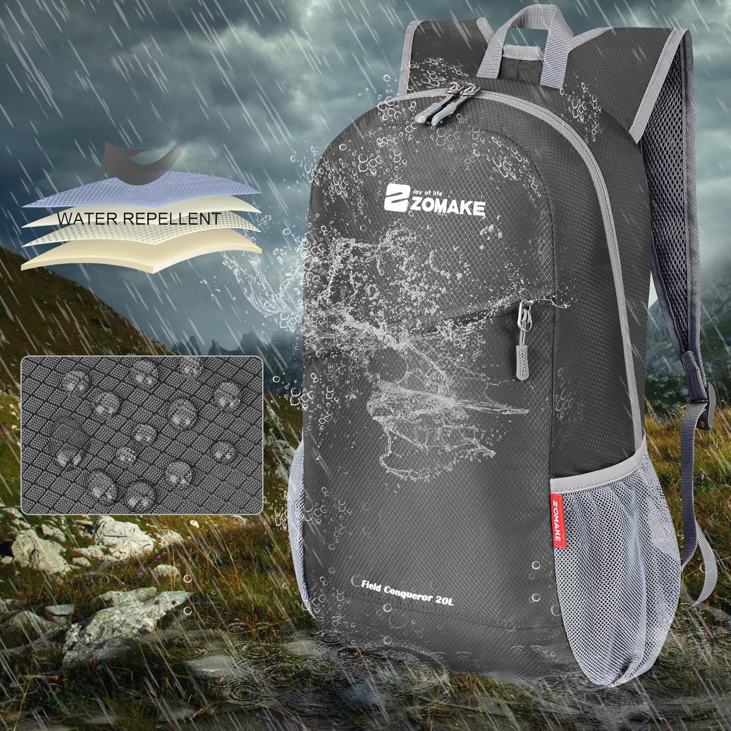 ZOMAKE Lightweight Packable Backpack 20L, Foldable Backpacks Small Daypack for Hiking Water Resistant Day Bag for Travel