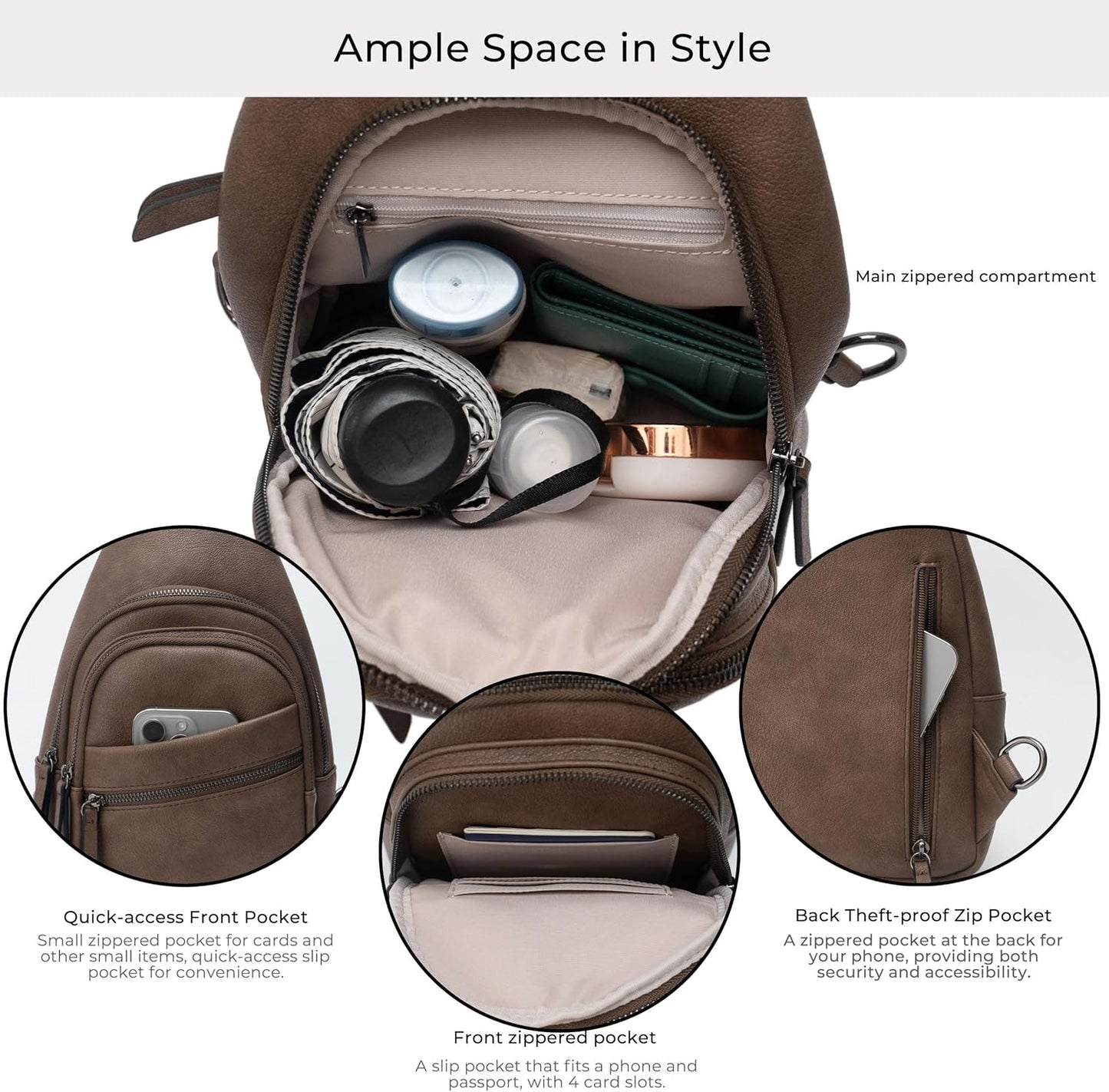 Alldaily Large Sling Bag for Women Crossbody Purse Leather Fashionable Trendy Chest Bag for Travel, Fanny Pack (Chocolate)