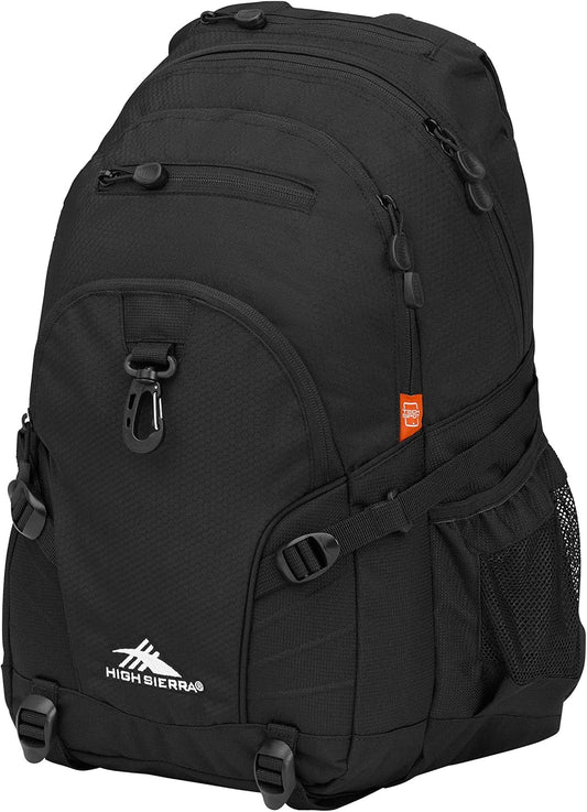 High Sierra Loop Backpack, Travel, or Work Bookbag with tablet sleeve, One Size, Black