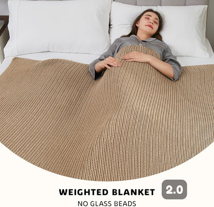 L'AGRATY Knitted Weighted Blanket - 60"x80" 15lbs Cooling Chunky Knit Heavy Blanket for Adults Braided Crochet Throw Thick Cable Yarn Knit Decorative No Beads Evenly Weighted Machine Washable