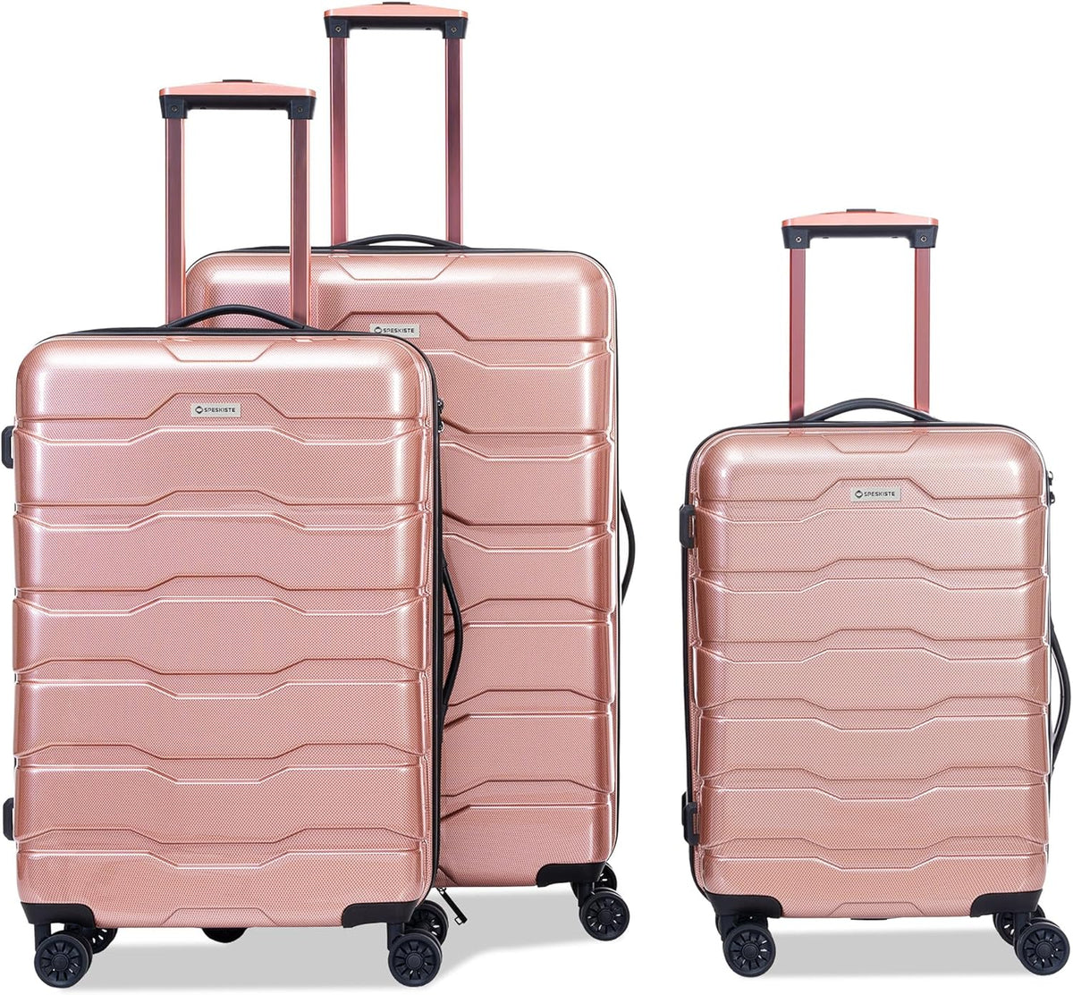 Luggage Set 3 Piece, PC+ABS Lightweight Suitcase Sets with Spinner Wheels, Hard shell Luggage Sets with TSA Lock RoseGold (20/24/28)
