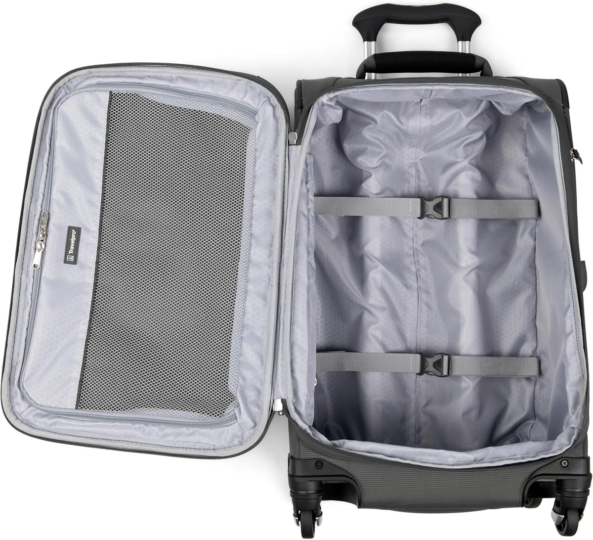 Travelpro Maxlite 5 Softside Expandable Luggage with 4 Spinner Wheels/Soft Underseat Tote, Lightweight Suitcase, Men and Women, Shadow Grey, 2-Piece Set (Tote/20)