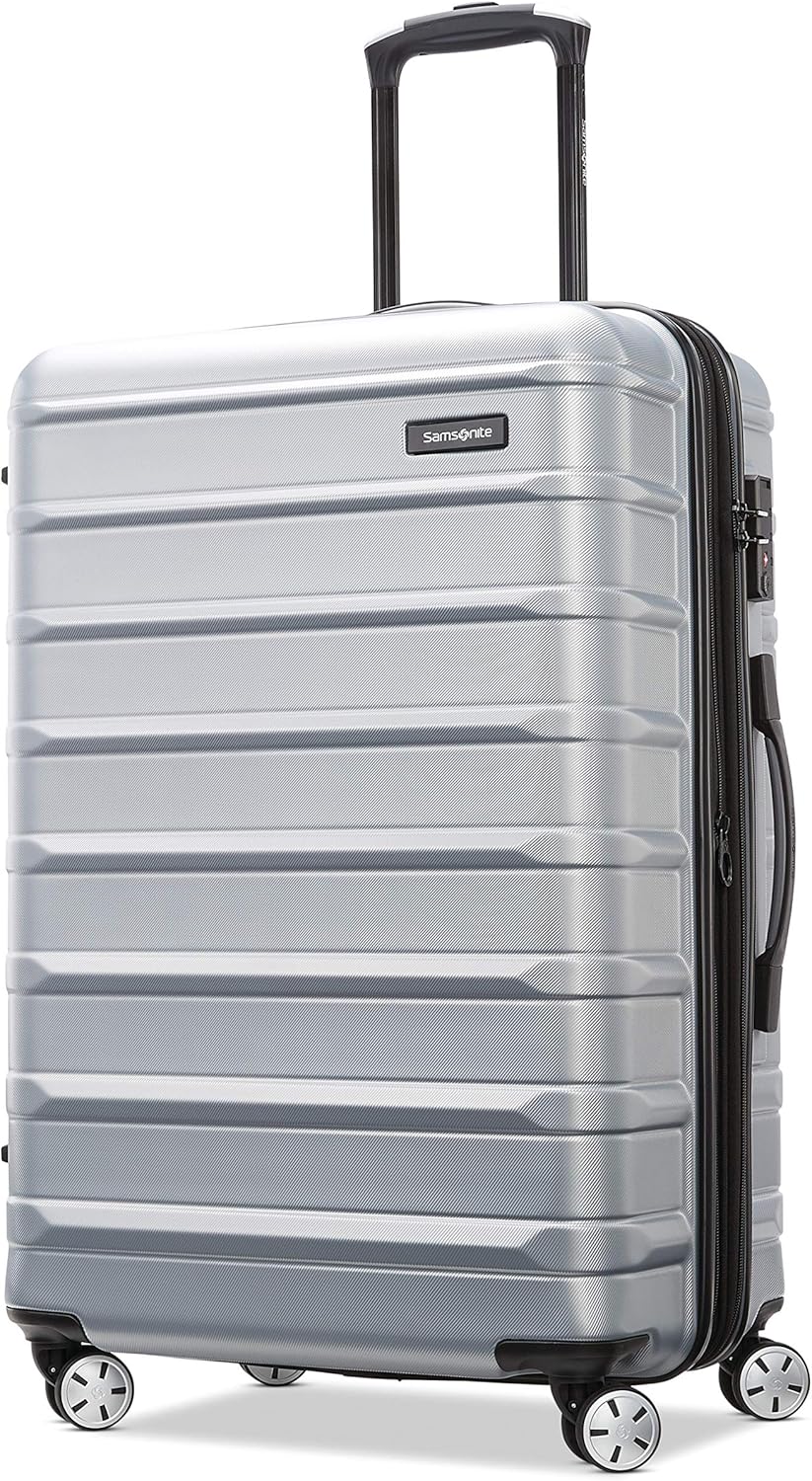 Samsonite Omni 2 24-Inch Medium Checked Hardside Luggage with 360° Spinner Wheels - Scratch Resistant Hardshell - TSA Lock - Expandable Polycarbonate Shell for Lightweight Travel - Artic Silver