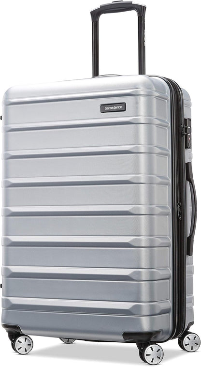 Samsonite Omni 2 24-Inch Medium Checked Hardside Luggage with 360° Spinner Wheels - Scratch Resistant Hardshell - TSA Lock - Expandable Polycarbonate Shell for Lightweight Travel - Artic Silver