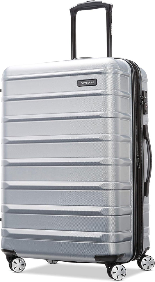 Samsonite Omni 2 24-Inch Medium Checked Hardside Luggage with 360° Spinner Wheels - Scratch Resistant Hardshell - TSA Lock - Expandable Polycarbonate Shell for Lightweight Travel - Artic Silver