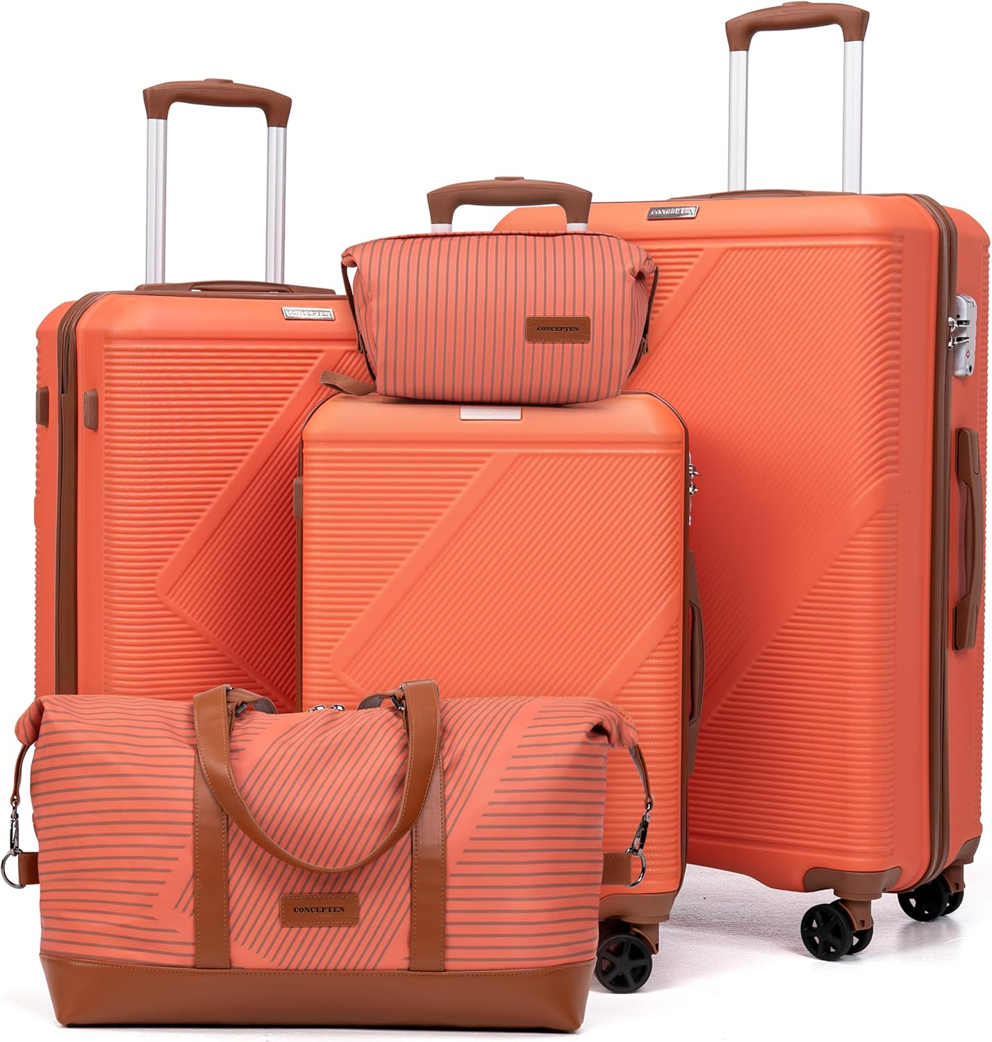 Luggage Sets 5 Piece, Suitcases With Wheels, Lightweight Travel Luggage Set With TSA Lock, ABS Hardshell Carry On Suitcase Set, Tangerine