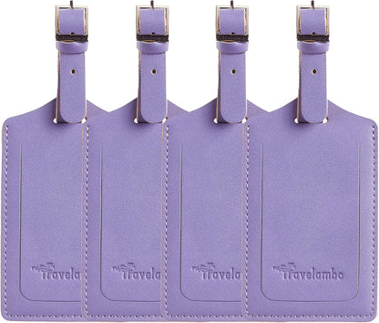 Travelambo Luggage Tags for Suitcases PU Leather Travel Tags Bag Tags Privacy Protection Travel Essentials