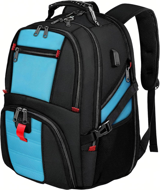 YOREPEK Travel Backpack, Extra Large 50L Laptop Backpacks for Men Women, Water Resistant College Student Bookbag Airline Approved Business Work Bag with USB Charging Port Fits 17 Inch Computer, Blue