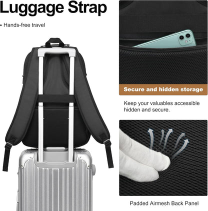 Boavan Laptop Backpack for men, 17.3 inch Laptop Bag with USB Port, Waterproof Travel Work Backpack Purse, Anti-Theft Teacher Nurse Doctor Casual Bookbags Office Business backpack，Black&Deep Juniper