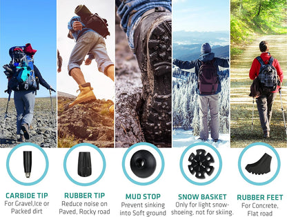 Trekology Trek-Z Collapsible Hiking & Trekking Poles - Balance Support for Seniors, Women, and Men, 2pc Per Set