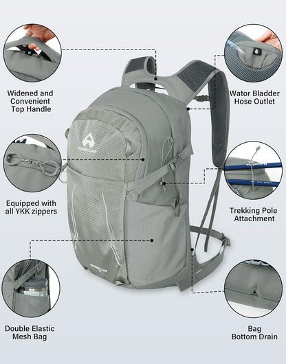 Pioneer Camp Hiking Backpack 22L Small Hiking Hydration Gear Lightweight Camping Backpack Travel Daypack for Women Men