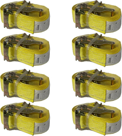 8 Pack Ratchet Strap 2" x 16' E Track Heavy-Duty Cargo Tie Downs 4400LBS