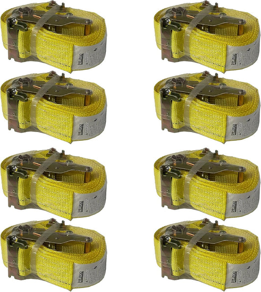 8 Pack Ratchet Strap 2" x 16' E Track Heavy-Duty Cargo Tie Downs 4400LBS