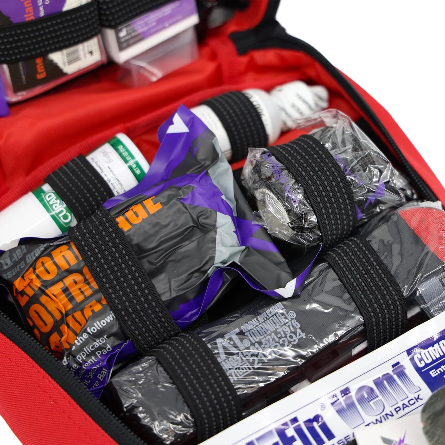 Lightning X Rip-Away Officer's Patrol Tactical Gunshot & Trauma IFAK Kit w/Headrest Mount - RED