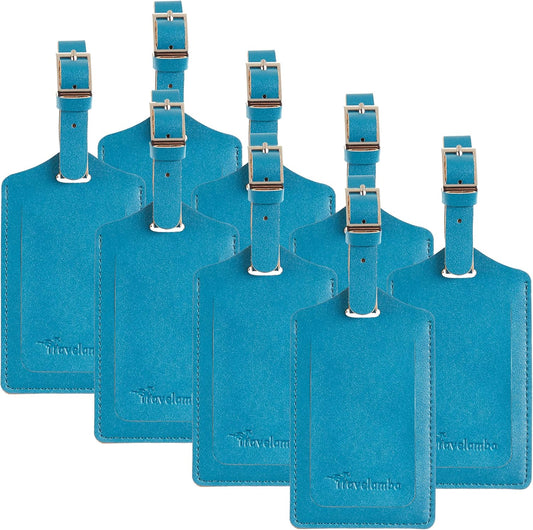 8 Pack Leather Luggage Travel Bag Tags by Travelambo