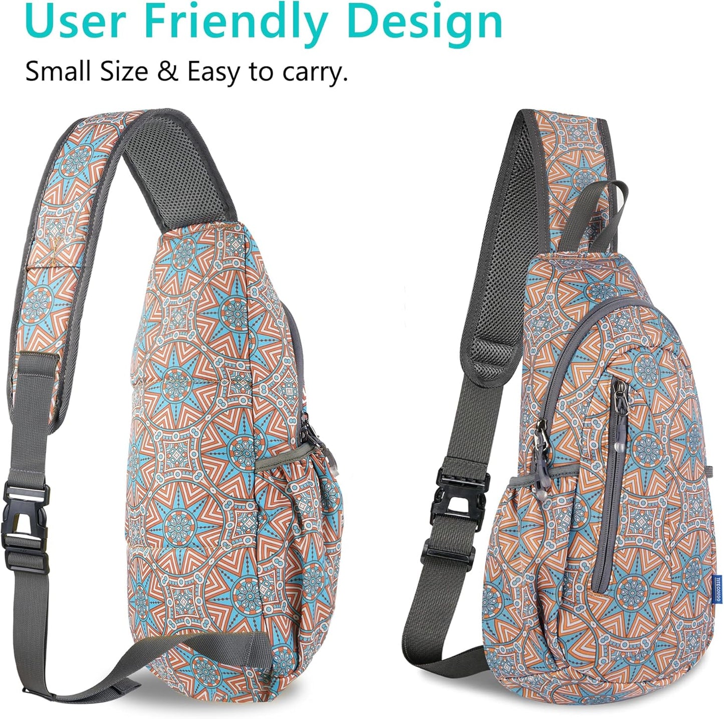 TITECOUGO Small Sling Bag, Lightweight Crossbody Backpack for Men Women, Shoulder Bag for Sports and Outdoor