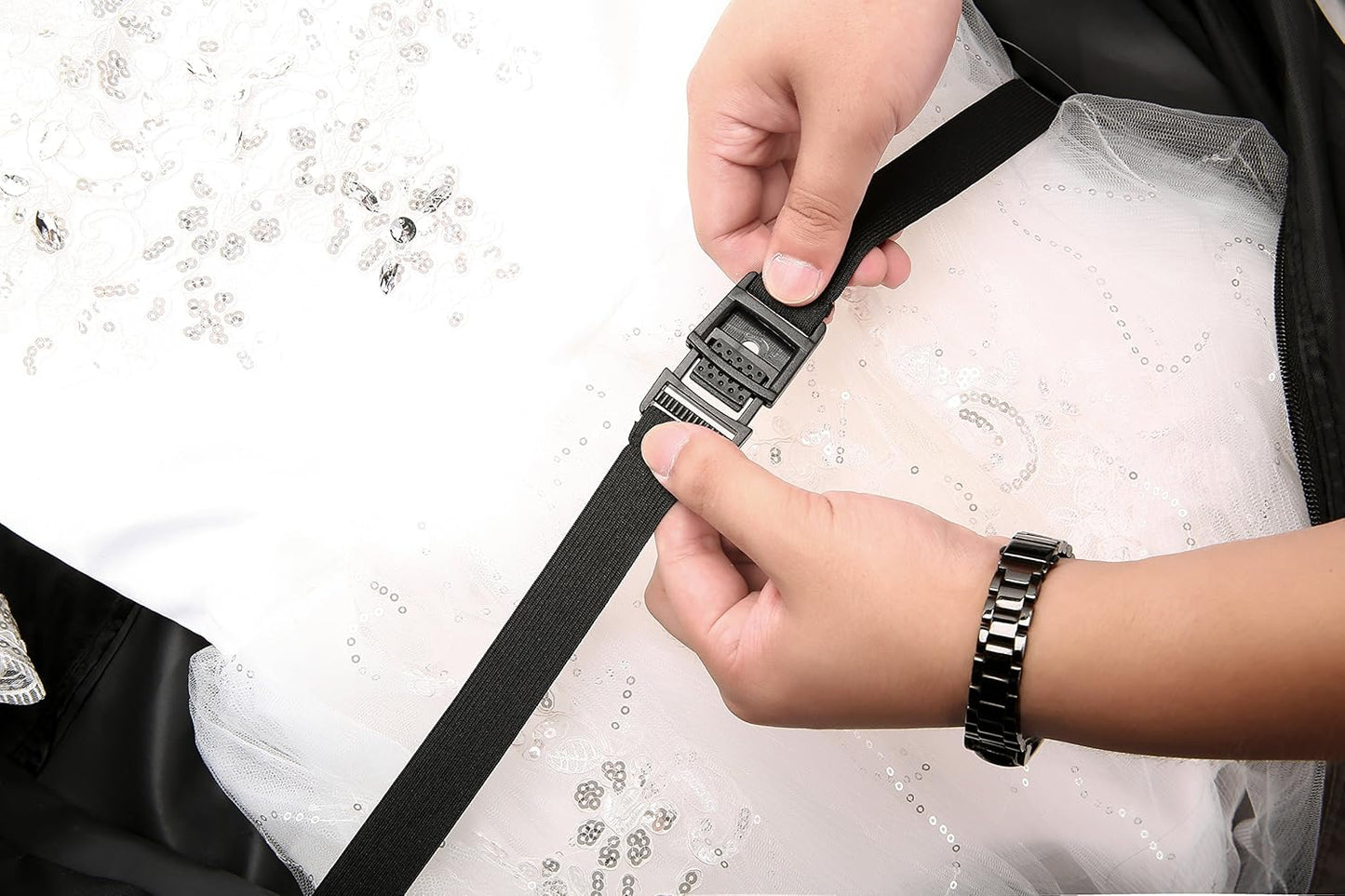 66" Versatile Travelling bags Wedding Dress Travel Garment Bag Tri-Fold Gown Length w/Hanging Hook Extra Pocket