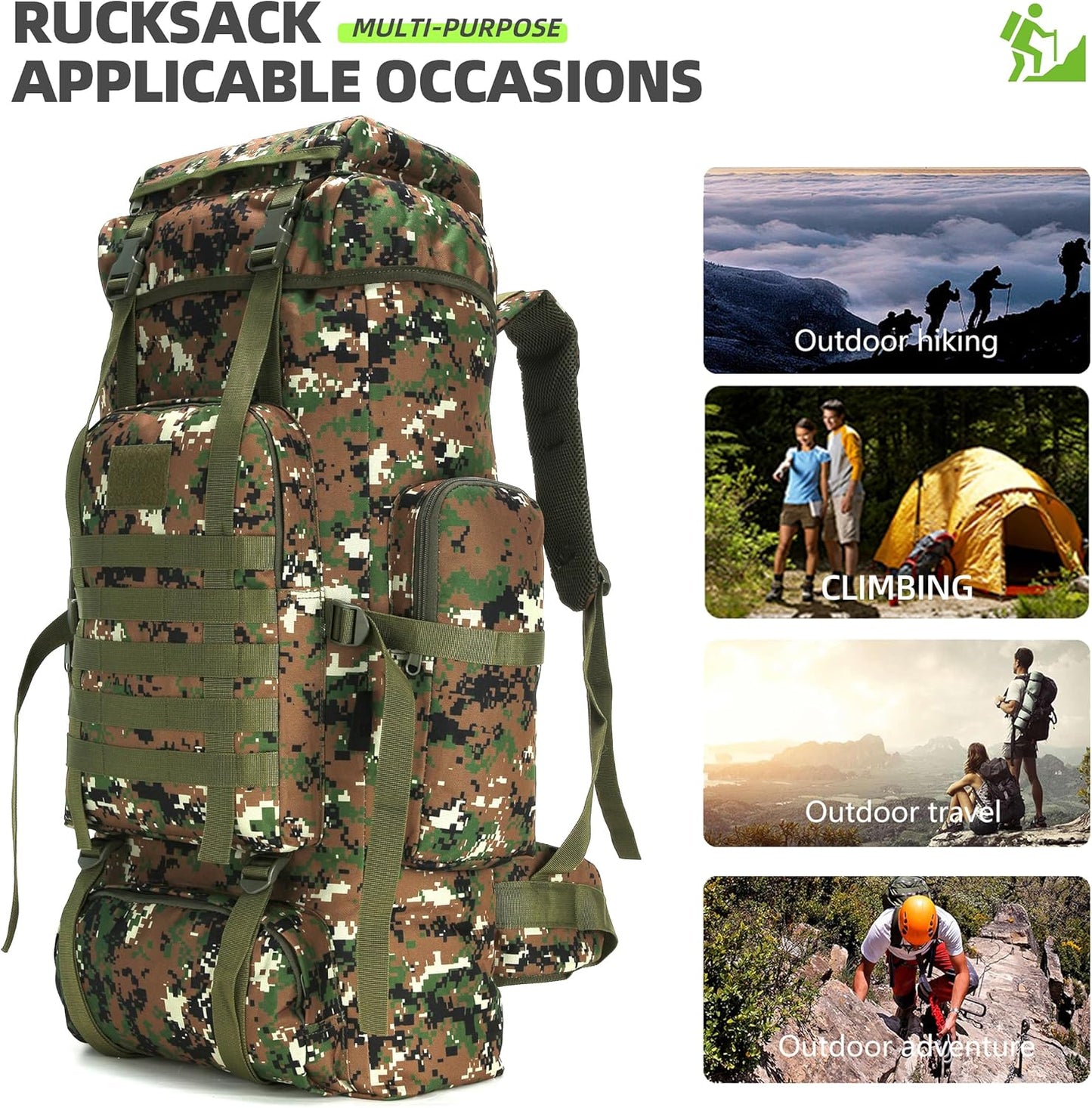 King'sGuard 70L Camping Hiking Backpack Tactical Backpack Military Molle Rucksack Backpack for Outdoor