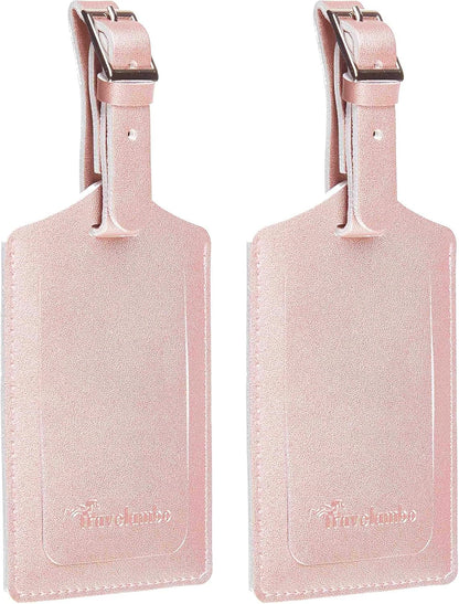 Travelambo Luggage Tags for Suitcases PU Leather Travel Tags Bag Tags Privacy Protection Travel Essentials