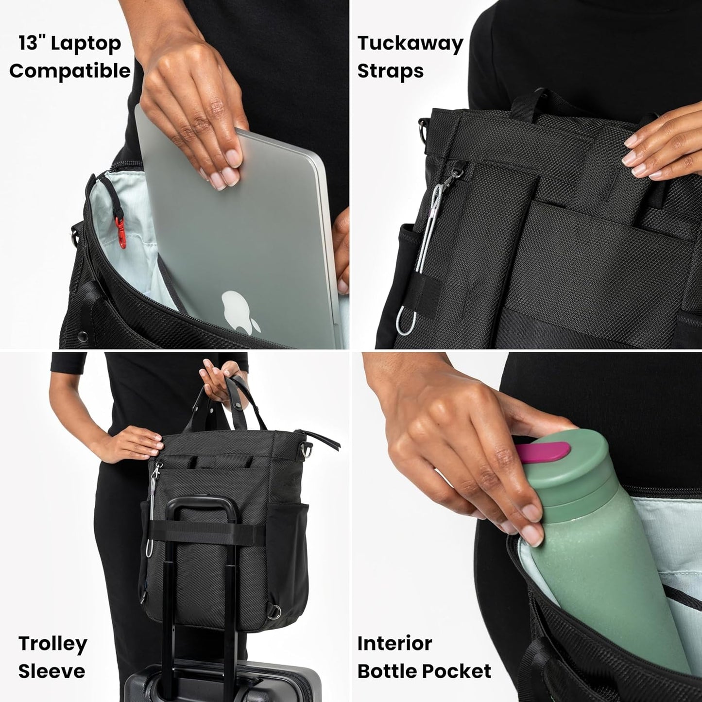 Sherpani Soleil, Anti Theft Convertible Backpack, 3 in 1 Tote Bag, Cross Body Purse, 18L Travel Backpack, Travel Gifts for Women, RFID Protection, Metal Hardware Fits 13” Laptop (Aloe Mist)