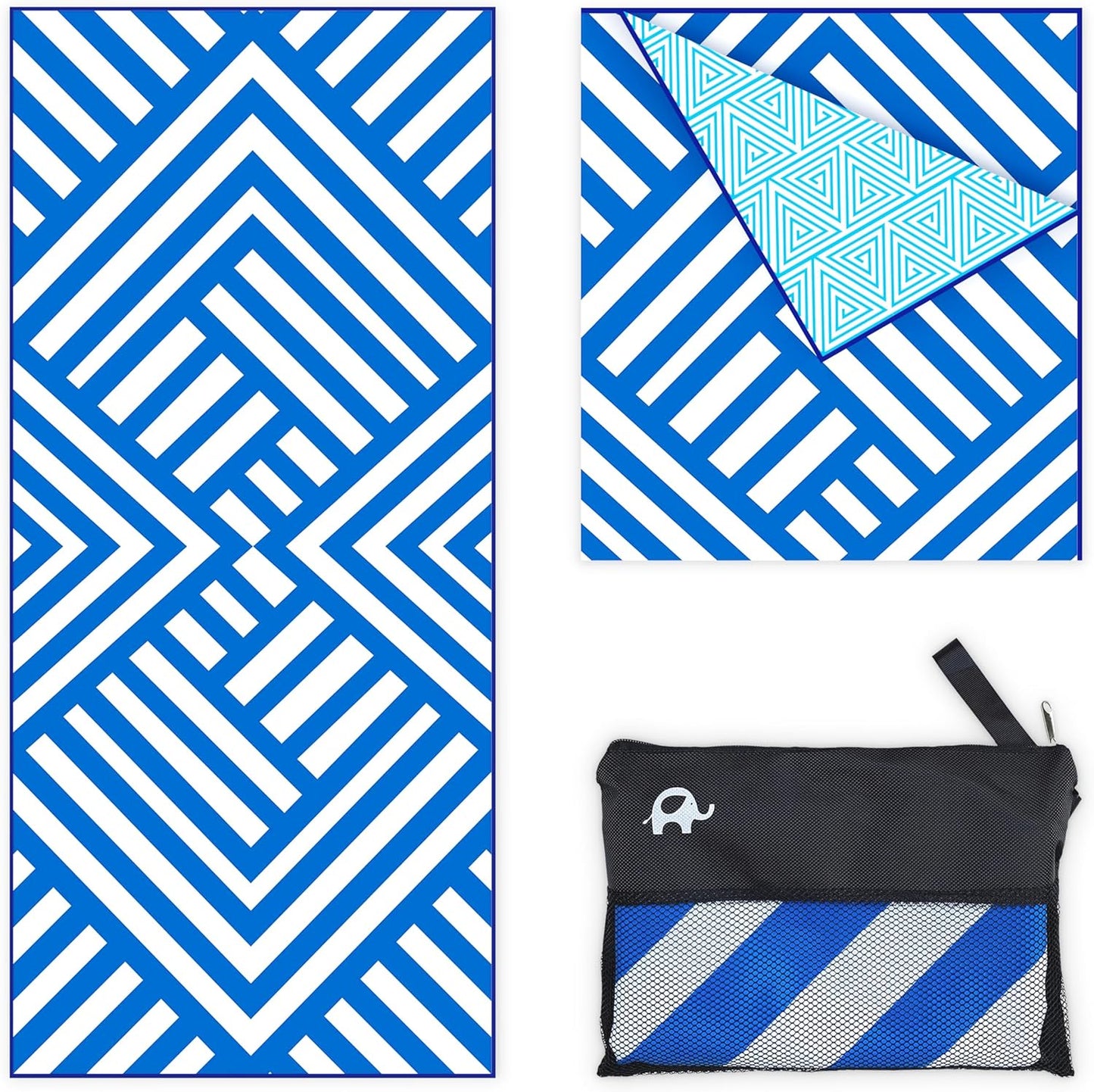 Elite Trend Quick Dry Towel Extra Large 78x35 Inch - Microfiber Beach Towel - Perfect for Beach, Travel, Swimming, Pool, Yoga, Hiking, Camping - Lightweight, Fast Drying, Compact for Adults (Maze)