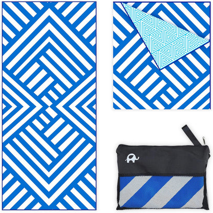 Elite Trend Quick Dry Towel Extra Large 78x35 Inch - Microfiber Beach Towel - Perfect for Beach, Travel, Swimming, Pool, Yoga, Hiking, Camping - Lightweight, Fast Drying, Compact for Adults (Maze)