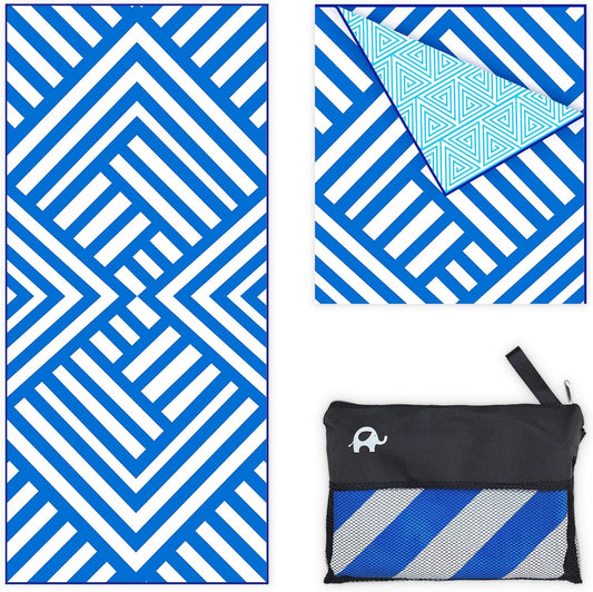 Elite Trend Quick Dry Towel Extra Large 78x35 Inch - Microfiber Beach Towel - Perfect for Beach, Travel, Swimming, Pool, Yoga, Hiking, Camping - Lightweight, Fast Drying, Compact for Adults (Maze)