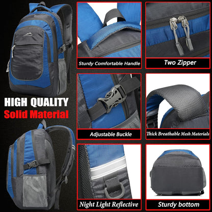 ProEtrade Extra Large Backpack Bookbag for College Travel Laptop Business Hiking Backpack Fit Laptop Up to 17 Inch Sturdy Multi Compartment Gifts for Men Women Night Light Reflective (Light Blue)
