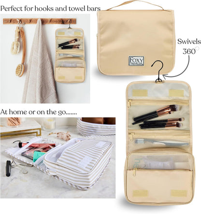 9 Set Packing Cubes - Suitcase Organizer, Cute Packing Cubes, Travel Bags Organizer for Luggage with Hanging Toiletry and Shoe Bag, Travel Essentials for Women, Men and Kids -Gold