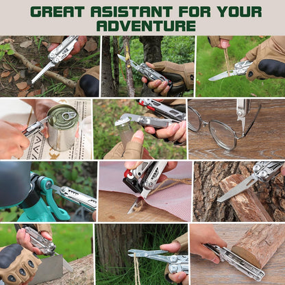 MOSSY OAK Multitool, 19-in-1 Stainless Steel Multi Tool Pliers, Self-locking EDC Gear with Sheath for Outdoor, Survival, Camping, Hiking, Father Day Gifts