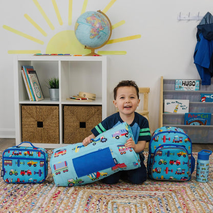 Wildkin Kids Insulated Lunch Box – Durable and Reusable for School & Travel - Trains, Planes, and Trucks