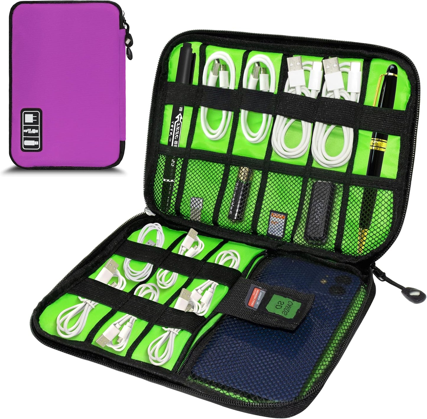 Electronics Organizer,Travel Cord Organizer Pouch, Portable Cable Organizer Bags,Travel Electronic Accessories Storage Case for Cables, Cords, Charger, Phone (Rosered)