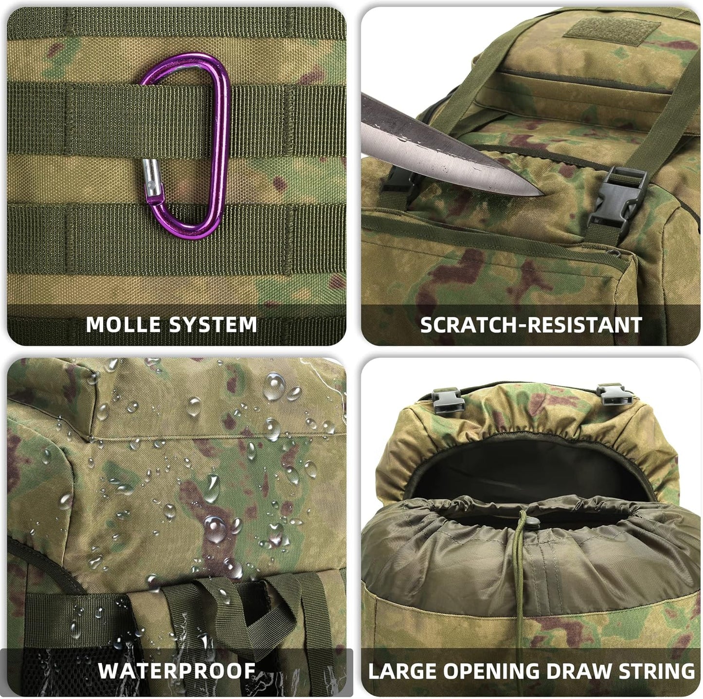 King'sGuard 70L Camping Hiking Backpack Tactical Backpack Military Molle Rucksack Backpack for Outdoor